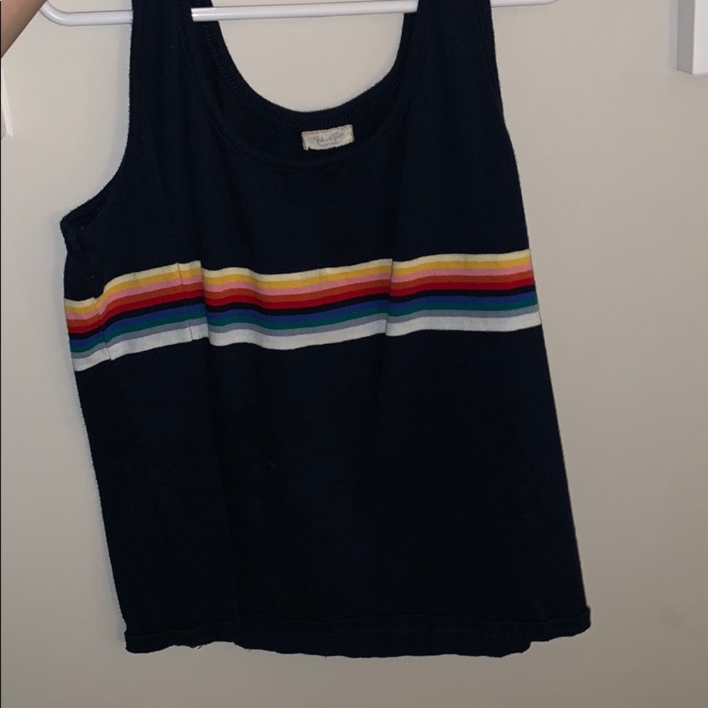 brandy melville rainbow strip navy tank top